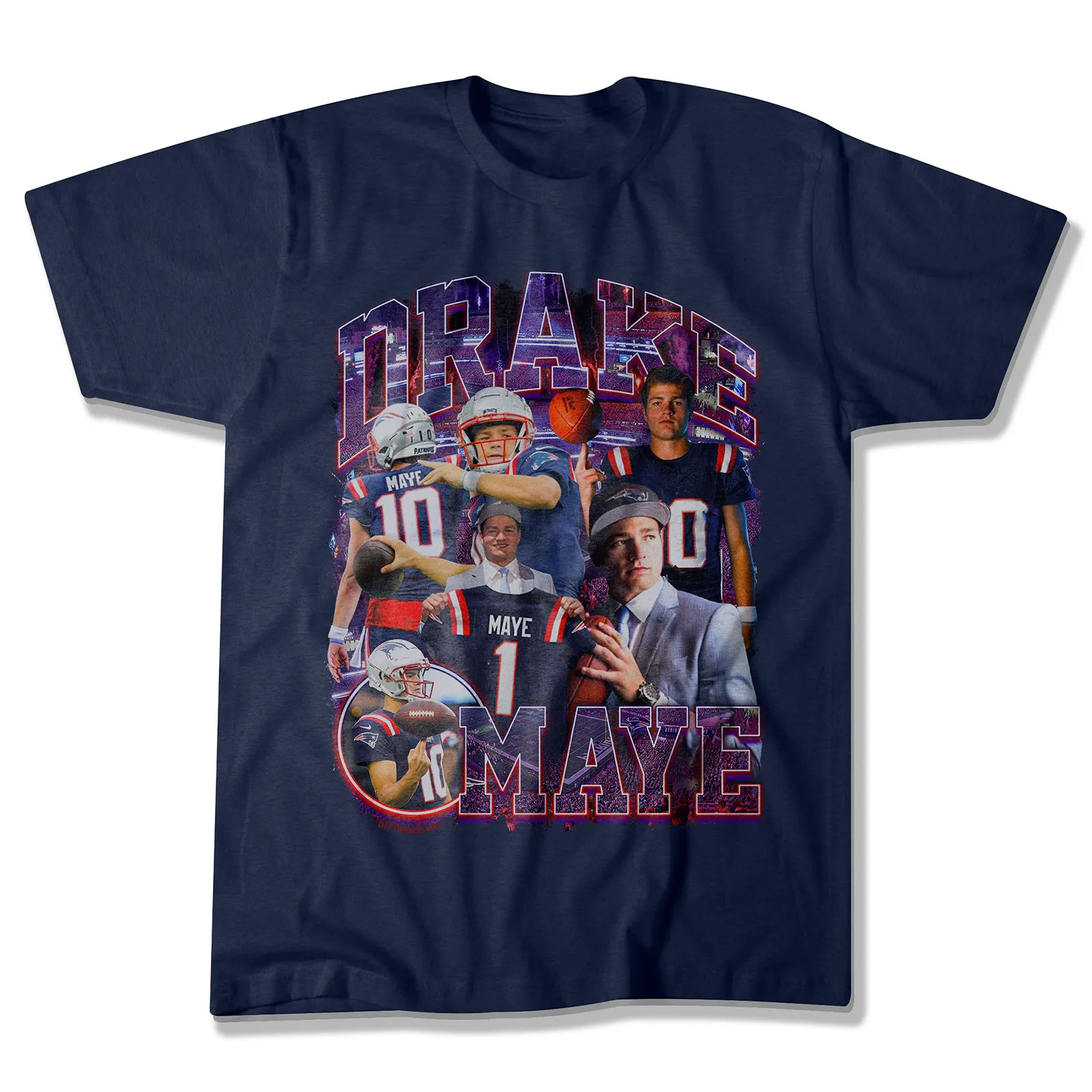 Drake Maye 90's Retro Heavyweight Tee - Image 2