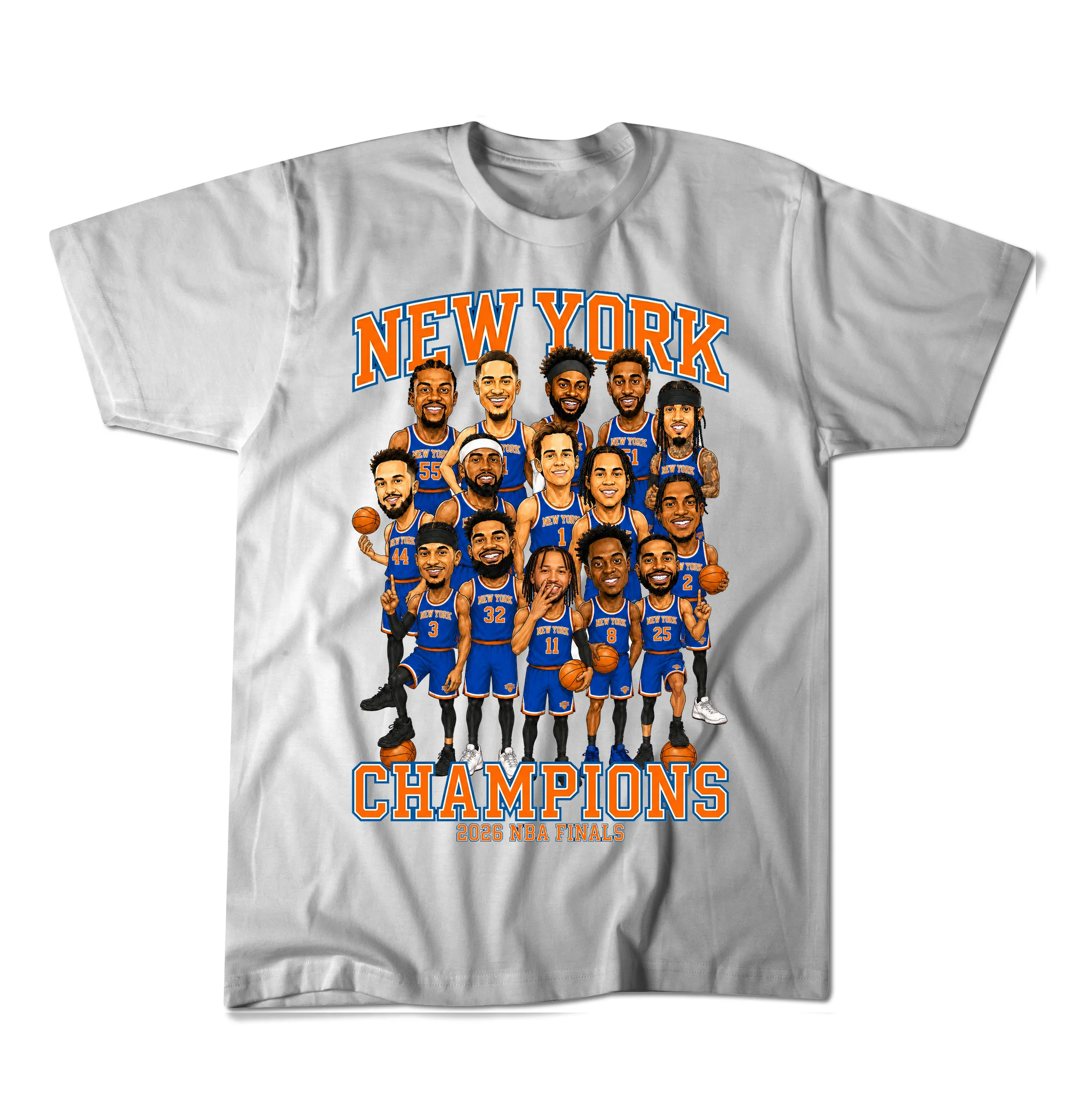 New York Knicks 2026 NBA Finals Champions Caricature T-Shirt - Image 2